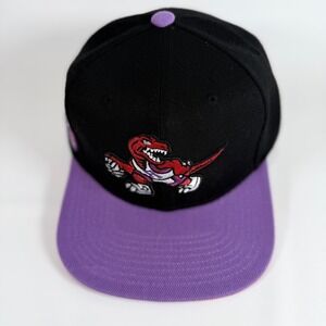 Toronto Raptors Mitchell Ness Snapback Hat Black Purple 20th Season Side Patch